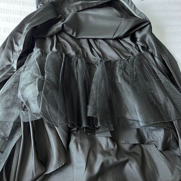 NICOLE MILLER NEW YORK High-Low Black Lace And Satin Dress 8 - Picture 11 of 12